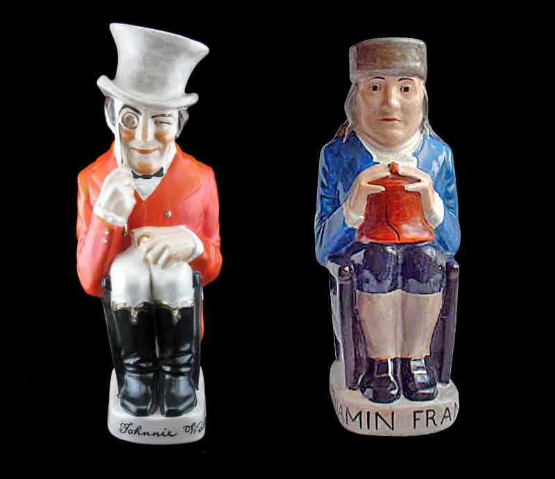 Percy Metcalfe Johnnie Walker & Benjamin Franklin character jugs.