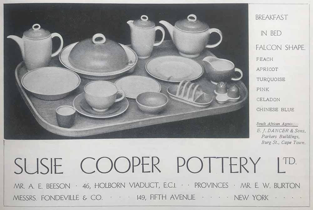 Susie Cooper Falcon advert Breakfast set on tray.